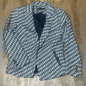 Ivanka Trump Black White Tweed Gold Button Wool Blend Career Blazer
